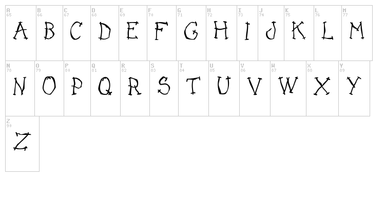 Dark Place font map